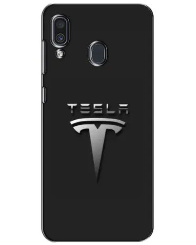 Чехол для Samsung Galaxy A30 2019 (A305F) с картинкой «Стальной логотип Tesla»