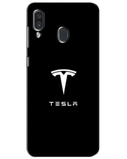 Чехол для Samsung Galaxy A30 2019 (A305F) с картинкой «Tesla White Logo»