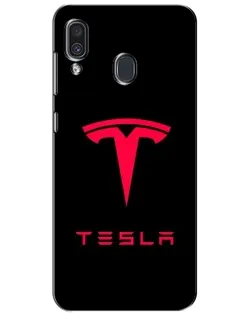 Чехол для Samsung Galaxy A30 2019 (A305F) с картинкой «Tesla Red Logo»