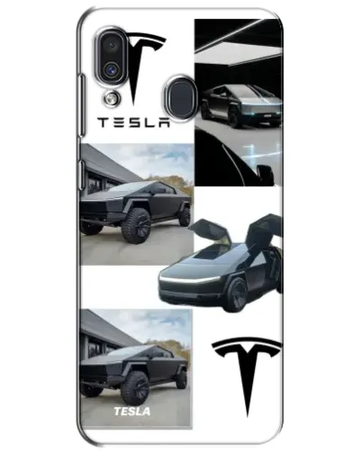 Чехол для Samsung Galaxy A30 2019 (A305F) с картинкой «Коллаж Cybertruck Tesla»