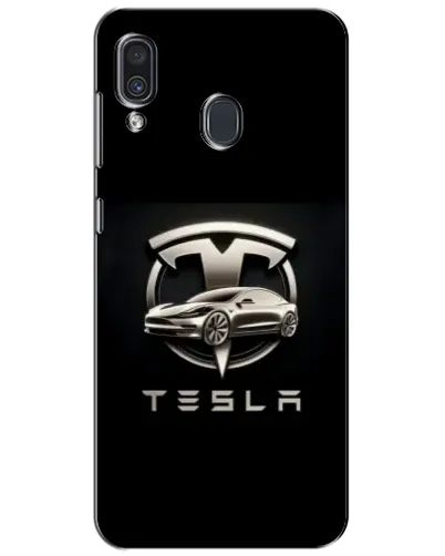 Чехол для Samsung Galaxy A30 2019 (A305F) с картинкой «Tesla — серебристое авто»
