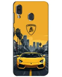 Чехол для Samsung Galaxy A30 2019 (A305F) с картинкой «Желтый Lamborghini город»