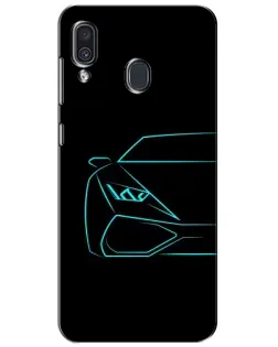 Чехол для Samsung Galaxy A30 2019 (A305F) с картинкой «Голубой силуэт Lamborghini»