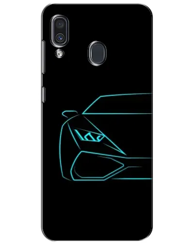 Чехол для Samsung Galaxy A30 2019 (A305F) с картинкой «Голубой силуэт Lamborghini»