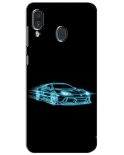 Чехол для Samsung Galaxy A30 2019 (A305F) с картинкой «Неоновый контур Lamborghini»