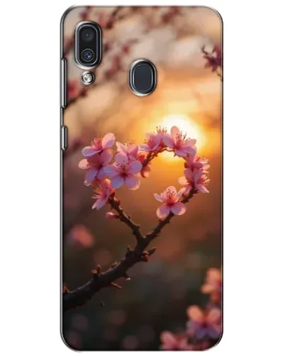 Чехол для Samsung Galaxy A30 2019 (A305F) с картинкой «Розовый цвет сердце на фоне заката»