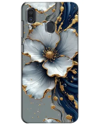 Чехол для Samsung Galaxy A30 2019 (A305F) с картинкой «Белый цветок и золотой флюид»