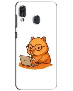 Чехол для Samsung Galaxy A30 2019 (A305F) с картинкой «Капибара с ноутбуком»