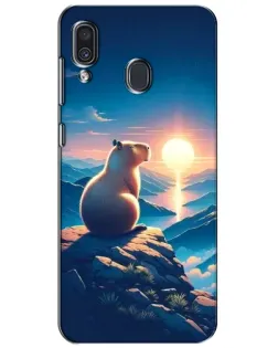 Чехол для Samsung Galaxy A30 2019 (A305F) с картинкой «Закат солнца с капибарой»