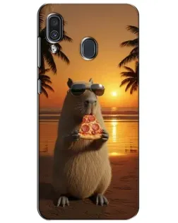 Чехол для Samsung Galaxy A30 2019 (A305F) с картинкой «Капибара с пиццей»