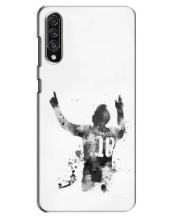 Чехол для Samsung Galaxy A30s (A307) с картинкой «Черно-белый силуэт Месси»