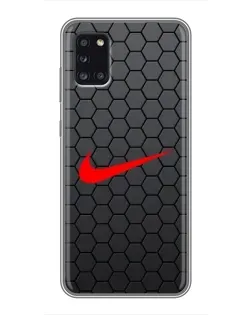 Чехол для Samsung Galaxy A31 (A315) с картинкой «Nike — карбоновая сетка»