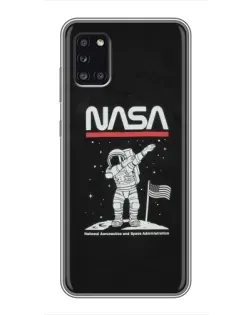 Чехол для Samsung Galaxy A31 (A315) с картинкой «NASA — шагаем по Луне»
