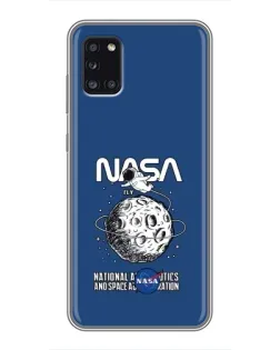 Чехол для Samsung Galaxy A31 (A315) с картинкой «NASA — лунная миссия»