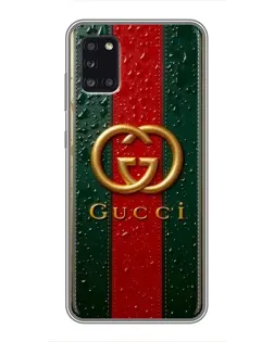 Чохол для Samsung Galaxy A31 (A315) з картинкою «Gucci — фірмова смуга та золото» Чохол для Samsung Galaxy A31 (A315) з картинкою «Gucci — фірмова смуга та золото»