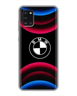Чехол для Samsung Galaxy A31 (A315) с картинкой «Логотип BMW и неоновые дуги»