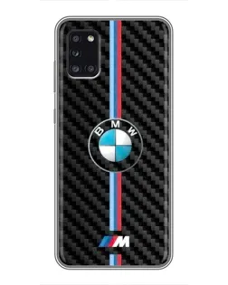 Чехол для Samsung Galaxy A31 (A315) с картинкой «Эмблема BMW и карбон»