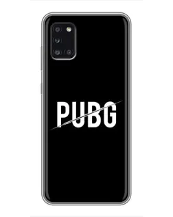 Чехол для Samsung Galaxy A31 (A315) с картинкой «PUBG — белый логотип»