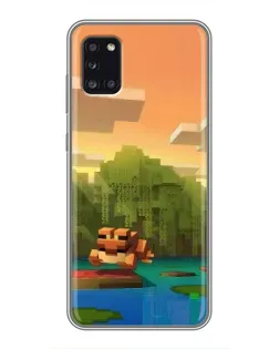 Чехол для Samsung Galaxy A31 (A315) с картинкой «Майнкрафт закат солнца»