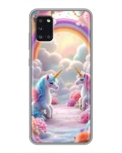 Чехол для Samsung Galaxy A31 (A315) с картинкой «Радуга и единороги»