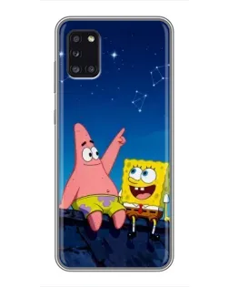 Чехол для Samsung Galaxy A31 (A315) с картинкой «Губка Боб и Патрик ночью»
