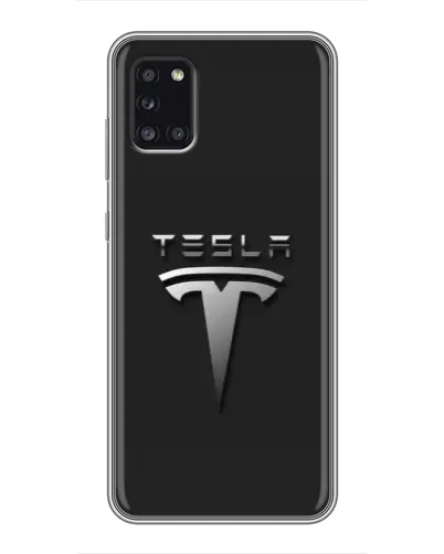 Чехол для Samsung Galaxy A31 (A315) с картинкой «Стальной логотип Tesla»