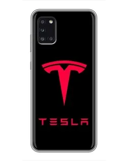 Чехол для Samsung Galaxy A31 (A315) с картинкой «Tesla Red Logo»