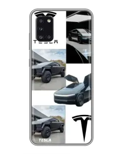 Чехол для Samsung Galaxy A31 (A315) с картинкой «Коллаж Cybertruck Tesla»