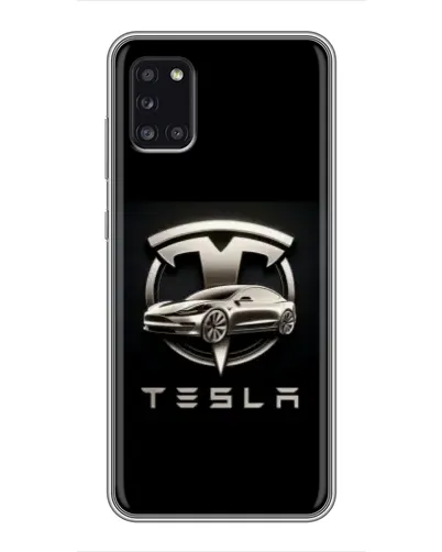 Чехол для Samsung Galaxy A31 (A315) с картинкой «Tesla — серебристое авто»
