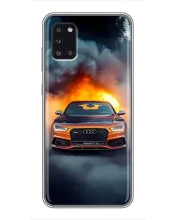 Чехол для Samsung Galaxy A31 (A315) с картинкой «Audi в огненном дыму»