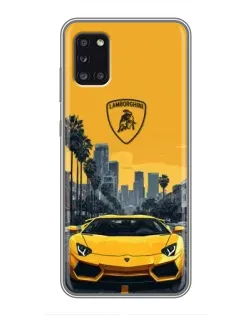 Чехол для Samsung Galaxy A31 (A315) с картинкой «Желтый Lamborghini город»