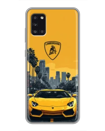 Чехол для Samsung Galaxy A31 (A315) с картинкой «Желтый Lamborghini город»