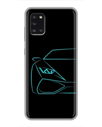 Чехол для Samsung Galaxy A31 (A315) с картинкой «Голубой силуэт Lamborghini»