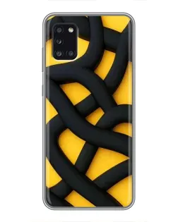 Чехол для Samsung Galaxy A31 (A315) с картинкой «Черное желтое переплетение»