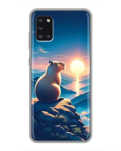 Чехол для Samsung Galaxy A31 (A315) с картинкой «Закат солнца с капибарой»