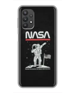 Чехол для Samsung Galaxy A32 (5G) с картинкой «NASA — шагаем по Луне»