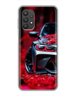 Чехол для Samsung Galaxy A32 (5G) с картинкой «Спортивная BMW и цветы»