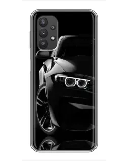Чехол для Samsung Galaxy A32 (5G) с картинкой «Черная BMW — профиль»