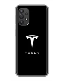 Чехол для Samsung Galaxy A32 (5G) с картинкой «Tesla White Logo»