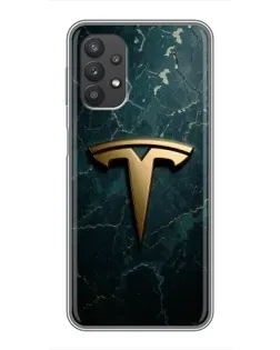 Чехол для Samsung Galaxy A32 (5G) с картинкой «Мраморная Tesla Gold»