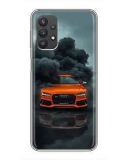 Чехол для Samsung Galaxy A32 (5G) с картинкой «Audi в облаках дыма»