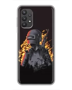 Чехол для Samsung Galaxy A32 с картинкой «PUBG — огненный силуэт»