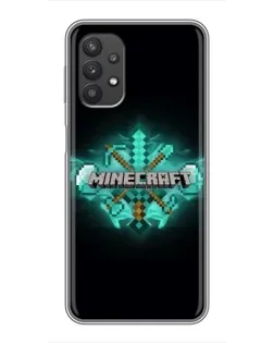 Чехол для Samsung Galaxy A32 с картинкой «Minecraft Diamond лого»