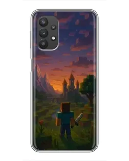 Чехол для Samsung Galaxy A32 с картинкой «Стив у башни»
