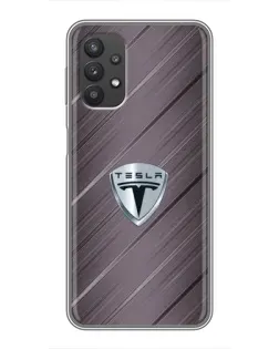 Чехол для Samsung Galaxy A32 с картинкой «Металлическая текстура Tesla»
