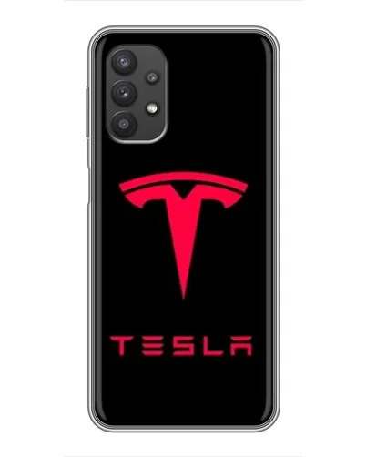 Чехол для Samsung Galaxy A32 с картинкой «Tesla Red Logo»