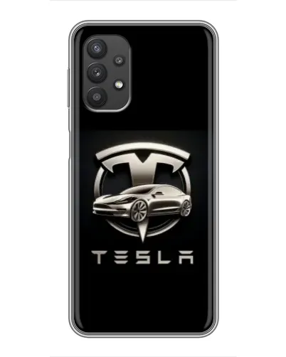 Чехол для Samsung Galaxy A32 с картинкой «Tesla — серебристое авто»