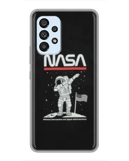 Чехол для Samsung Galaxy A33 (5G) с картинкой «NASA — шагаем по Луне»