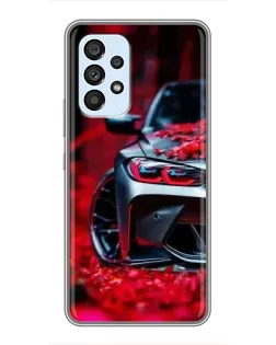 Чехол для Samsung Galaxy A33 (5G) с картинкой «Спортивная BMW и цветы»