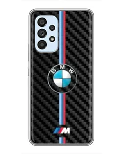 Чехол для Samsung Galaxy A33 (5G) с картинкой «Эмблема BMW и карбон»